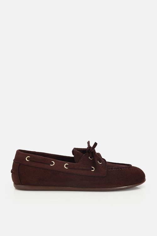 Kadın Kahverengi Süet Bağcık Detaylı Loafer