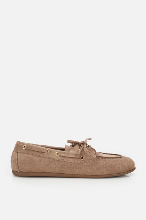 Kadın Vizon Süet Bağcık Detaylı Loafer