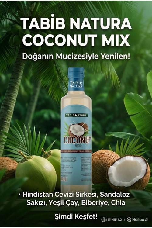 Hakbur Bozkır Yöresel Coconut Mix Hindistan cevizi 250 ml ( Detoxmix & şeker içermez)