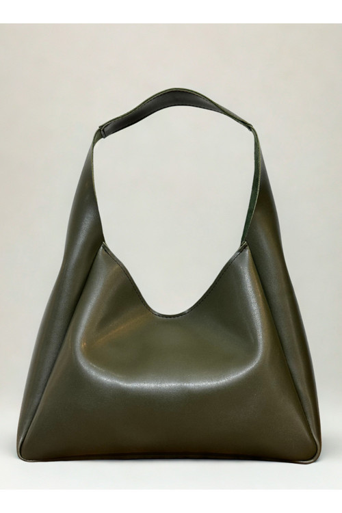 fular & bags Kadın Çıt Çıt Kapamalı Ve Fermuarlı İç Bölmeli Haki El Ve Omuz Çantası
