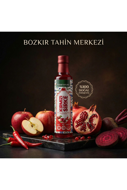 Bozkır Tahin Merkezi Kırmızı Sirke 500 ml doğal fermente (renklendirici koruyucu içermez)
