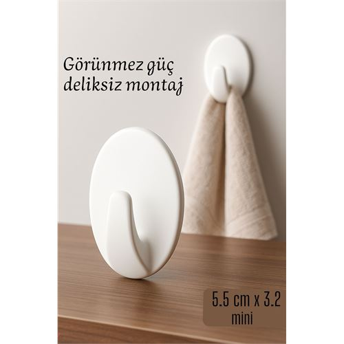 Mini Kendinden Yapışkanlı Duvar Askısı – 5.5 x 3.2 cm | İz Bırakmaz Güçlü Tutuş