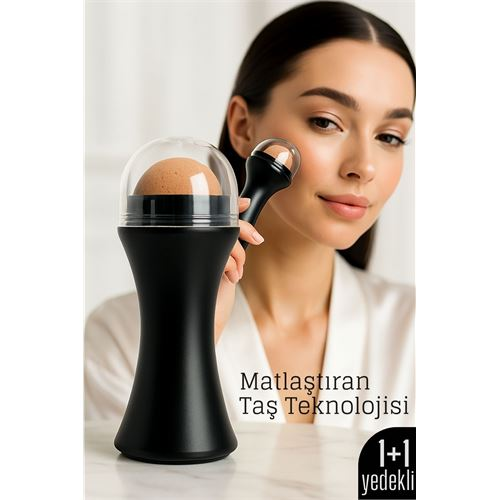 Volkanik Taşlı Yağ Emici Yüz Roller - + Yedek Taşlı Set – Ciltteki Yağı Anında Al Mat Gö