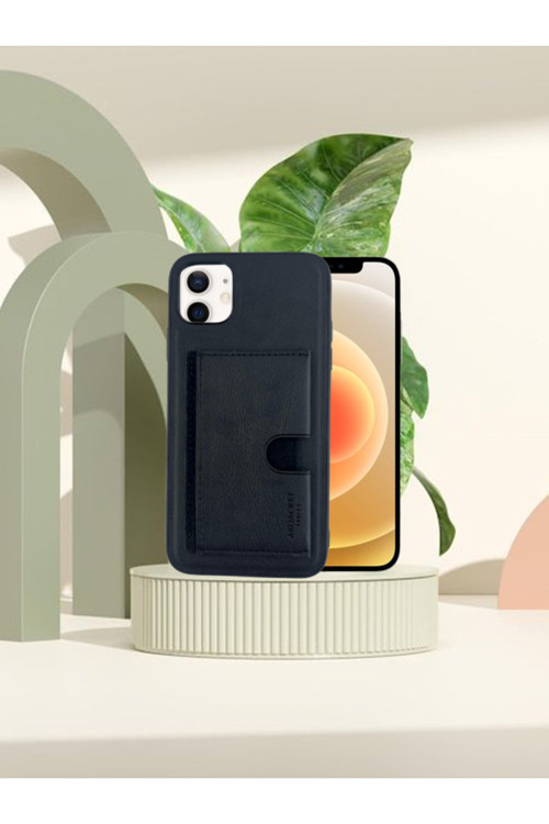 İphone Hakiki Deri Dikişli Karlıklı Standlı Kılıf iPhone 11
