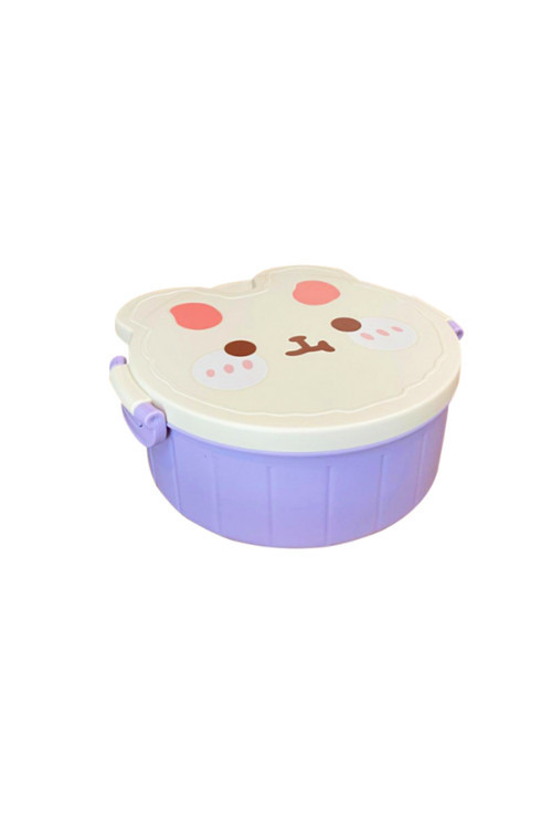 Teddy Bear Çocuklar İçin Çatal Ve Kaşıklı Üç Bölmeli Plastik Beslenme Kutusu