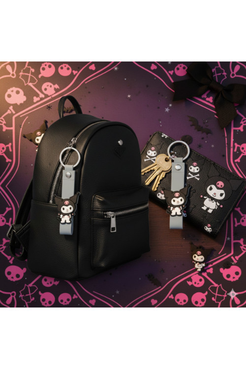 Kuromi & Hello Kitty Lisanslı Silikon Çanta Süsü Anahtarlık