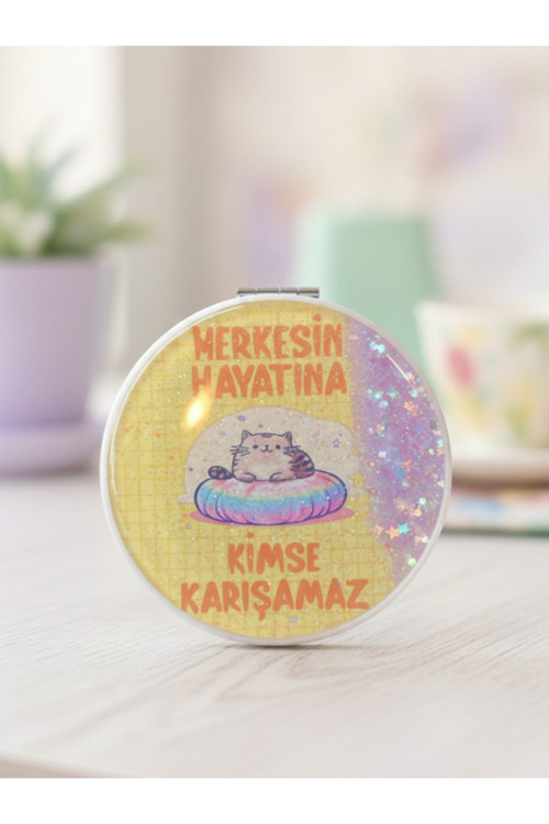 İnşallah Canım Ya Mottolu Sulu Simli Oval Cep Aynası