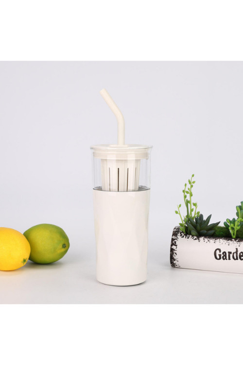 H2O 5'İ 1 Yerde Çelik Pipetli Cam Detox Kupa Temizleyici Hediyeli 650 Ml