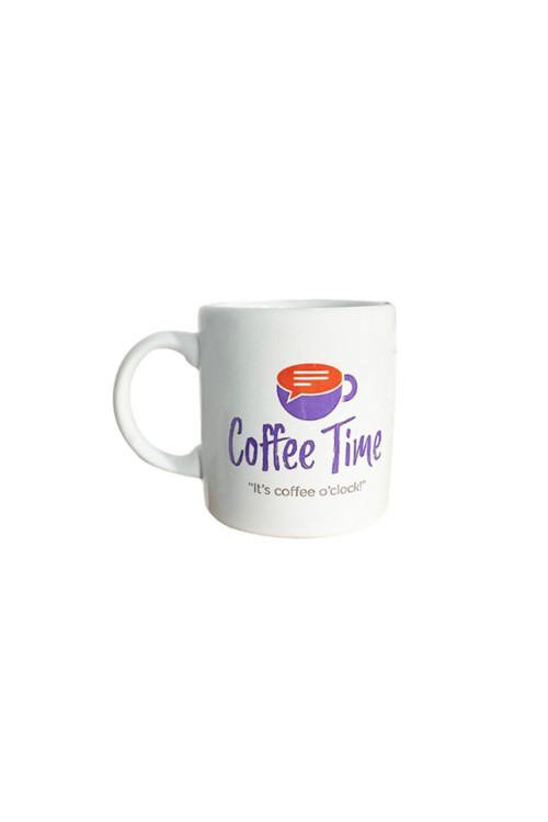 Coffe Time Mottolu Porselen Kupa Beyaz