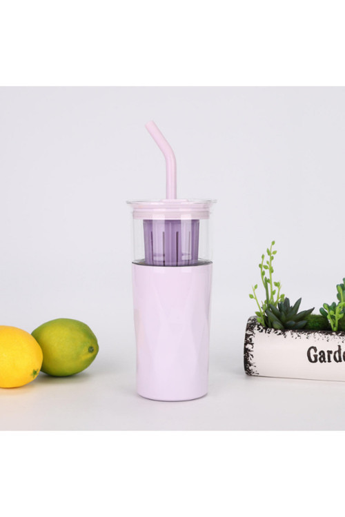 H2O 5'İ 1 Yerde Çelik Pipetli Cam Detox Kupa Temizleyici Hediyeli 650 Ml