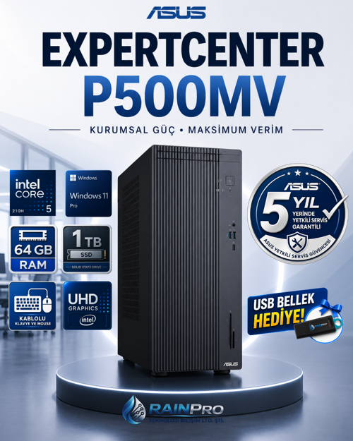 Expertcenter P500MV Intel® Core™ 5 210H 4.8Ghz Aı 64 GB DDR5 1 TB SSD Windows 11 Pro Mini Tower 5 Yıl Yerinde Garan