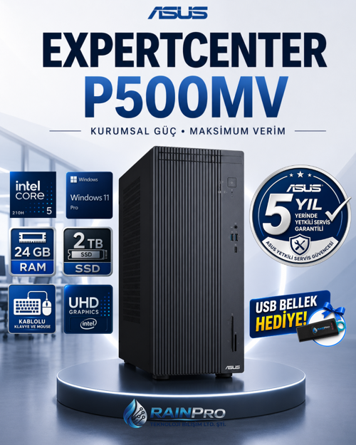 Expertcenter P500MV Intel® Core™ 5 210H 4.8Ghz Aı 24 GB DDR5 2 TB SSD Windows 11 Pro Mini Tower 5 Yıl Yerinde Garan