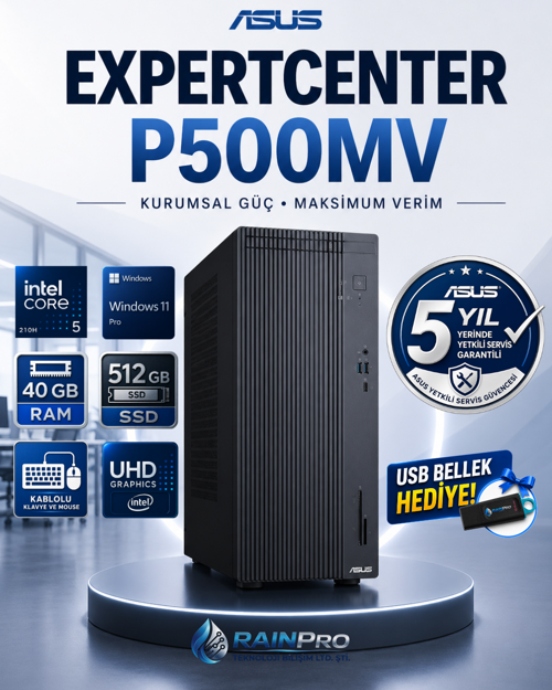 Expertcenter P500MV Intel® Core™ 5 210H 4.8Ghz Aı 40 GB DDR5 512 GB SSD Windows 11 Pro Mini Tower 5 Yıl Yerinde Gar