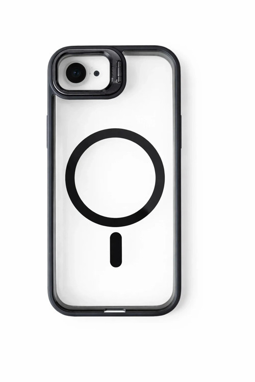 iPhone 16 E Uyumlu Kılıf Klon Stantlı + Lens Korumalı MagSafe Telefon Kılıfı