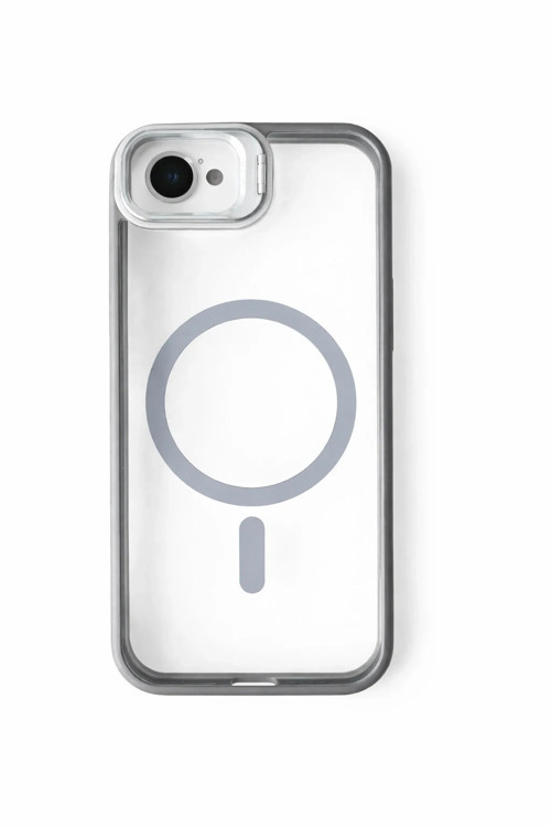 iPhone 16 E Uyumlu Kılıf Klon Stantlı + Lens Korumalı MagSafe Telefon Kılıfı