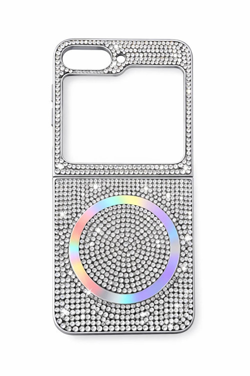 Samsung Z Flip 4 Kılıf Diamont Magsafe Hologramlı Telefon Kılıfı