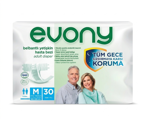 Belbantlı Yetişkin Hasta Bezi Medium 30 Adet 1x30 Paket M