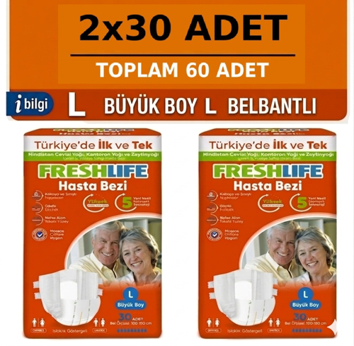 Belbantlı Large Büyük Boy Hasta Bezi 60 Adet 2x30 Paket L