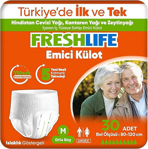 Emici Külot Medium Beden Orta Boy Hasta Bezi 30 Adet 1 Paket