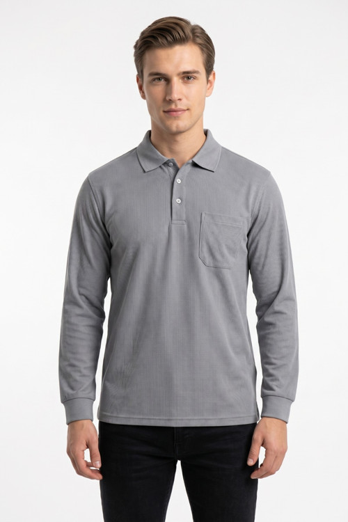 Erkek Büyük Beden Mevsimlik Polo Yaka Cepli Sweatshirt BGL-ST05367