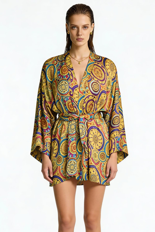 Fumee Vionne Kısa Saten Sabahlık / Kimono