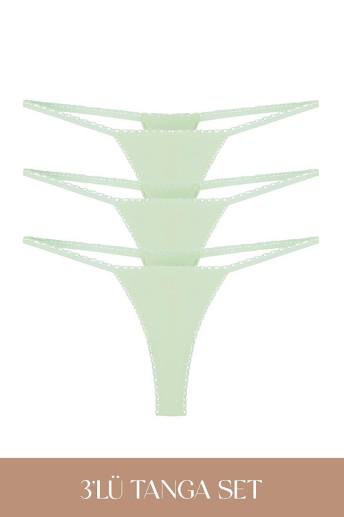 Cotvie Mint Pamuklu Tanga 3'lü Set Külot