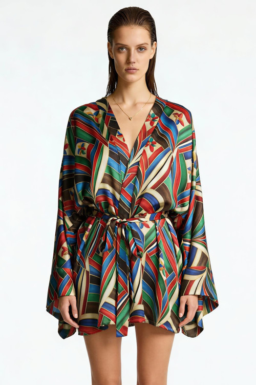 Fumee Avelian Kısa Saten Sabahlık / Kimono