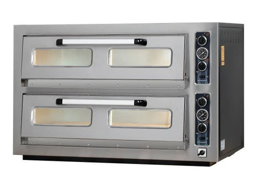 PO-902T Çift Katlı Termometre Göstergeli Pizza Fırını, 18 Adet Ø30 cm Pizza Kapasiteli