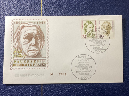 ALMANYA ÖZEL PULLU ve DAMGALI DEVAMLI SERİ ÜNLÜ KADINDLAR 1991 BONN  FDC SERİ NO'LU