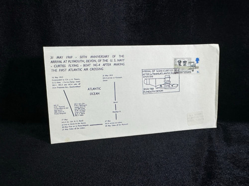 RAF İngiltere Kraliyet Deniz Hava Kuvvetleri temalı İlk Gün Zarfı 1969 fdc 50th anniversary of the arrival at plymouth D