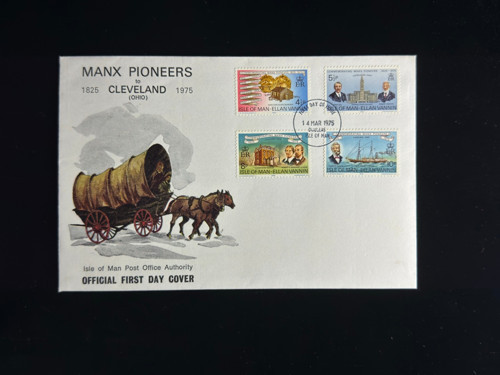 İsle of Man FDC 1975 Manx Pioneers to Cleveland (Ohio) İlk Gün Zarfı