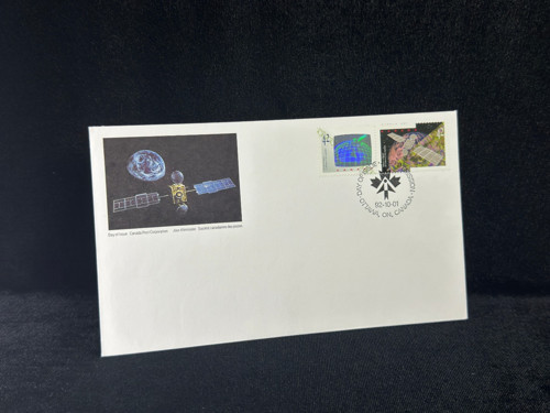 1992 Canada Kanada Uzay Habercilik Temalı İlk Gün Zarfı Hologram Pullu
