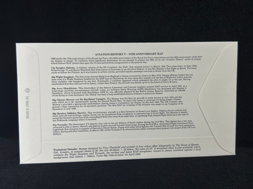 1993 Jersey Havacılık Temalı İlk Gün Zarfı Jersey Aviation History V Royal Air Force RAF FDC