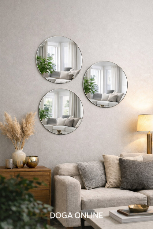 DOGA ONLINE 1 Mm Gümüş Renkli Yapışkanlı Aynalı- Silver Pleksi Levha - Yuvarlak - Daire Kesim 20 Cm Çapında