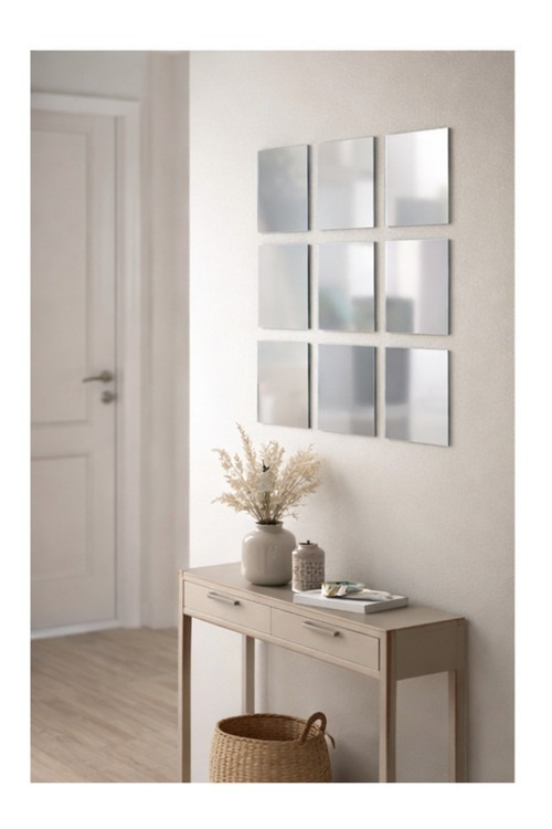 DOGA ONLINE Kare Ayna 8x8 cm – Pleksi Duvar Aynası Dekor (2’li Set)