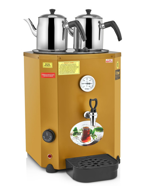 Jumbo Çay Kazanı 2 Demlikli Çay Makinesi 23 LT Sarı