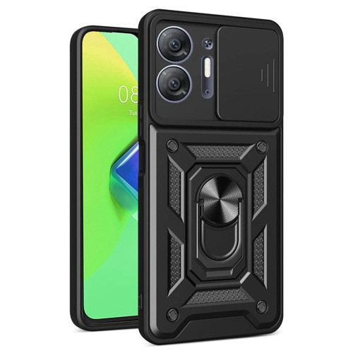 İnfinix 30 5G Kılıf Pars Lens Yüzüklü - Siyah