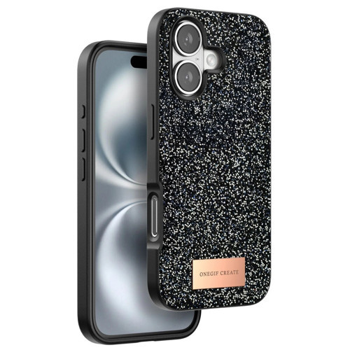 Onegif İphone 16 Bright Simli Kapak - Siyah