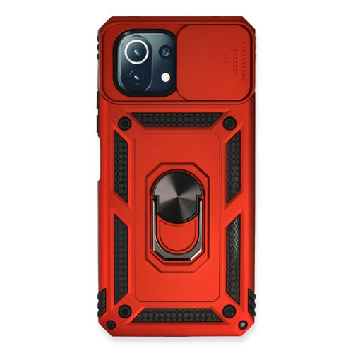 Mi 11 Lite Kılıf Pars Lens Yüzüklü - Kırmızı