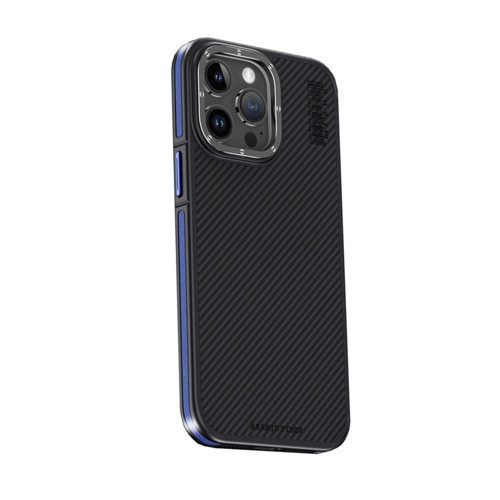 İphone 15 Kılıf Aramid 600D Kevlar Karbon Fiber Magsafe Kapak - Lacivert