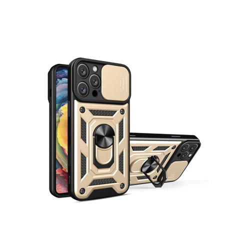 İphone 16 Kılıf Pars Lens Yüzüklü - Gold