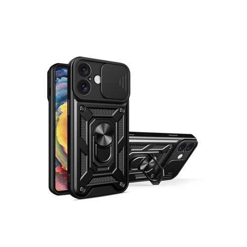 İphone 16 Kılıf Pars Lens Yüzüklü - Siyah
