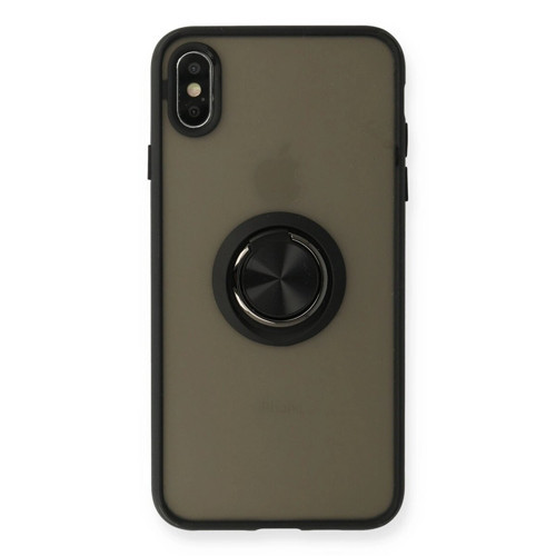 İphone Xs Kılıf Montreal Yüzüklü Kapak - Siyah