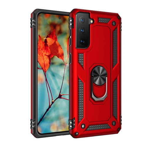 Galaxy S21 Kılıf Sofya Yüzüklü Kapak - Kırmızı