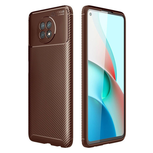 Note 9 5G Kılıf Auto Fus Karbon Kapak - Kahverengi