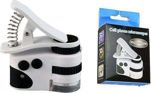 60X Mini Cep Telefonu Için Mandallı Mikroskop Uv Ledli Büyüteç Model Al2431