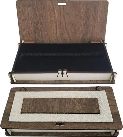 Deri Ahşap Süngerli Kalem Kutusu