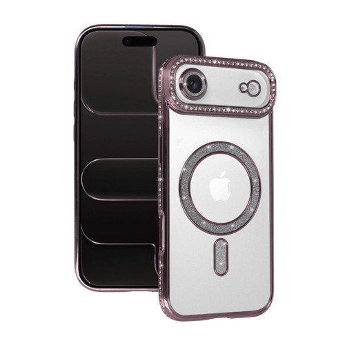 İphone 17 Air Joke Simli Magneticsafe Kılıf - Pembe