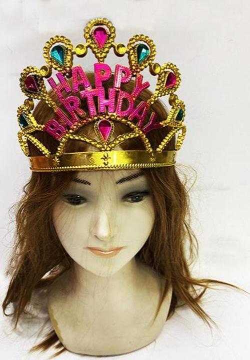 Altın Renk Happy Birthday Yazılı Doğum Günü Tacı 60 cm