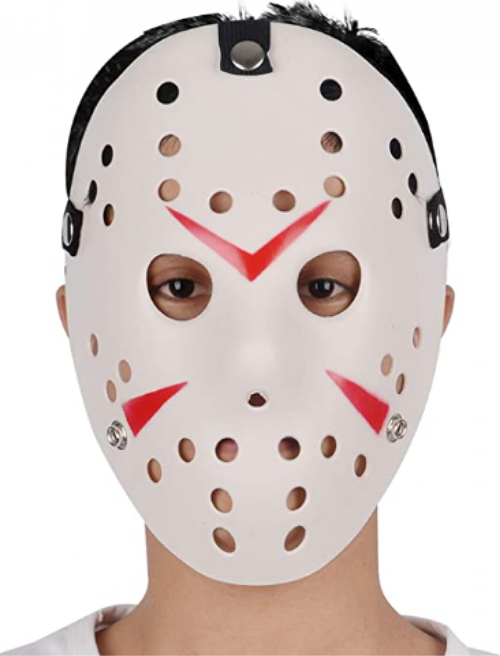 Beyaz Renk Kırmızı Çizgili Tam Yüz Hokey Jason Maskesi Hannibal Maskesi